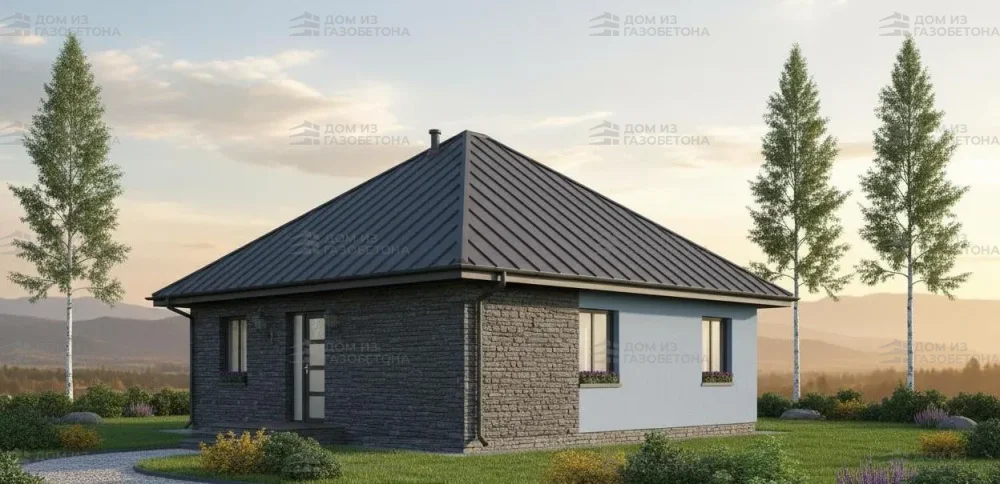 Проект Одноэтажный дом 10 на 10, 75 м2